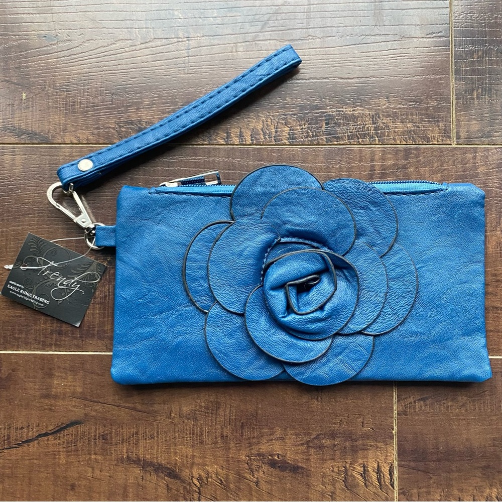 New Blue Wristlet With Rose Detail